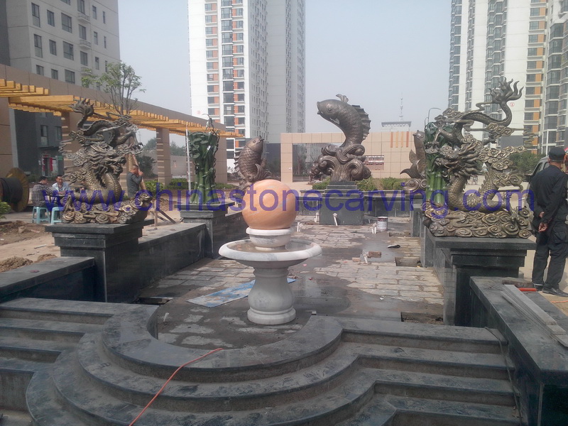 marble fountain,dragon fountain